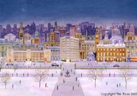 christmas cards of London  City Buildings
